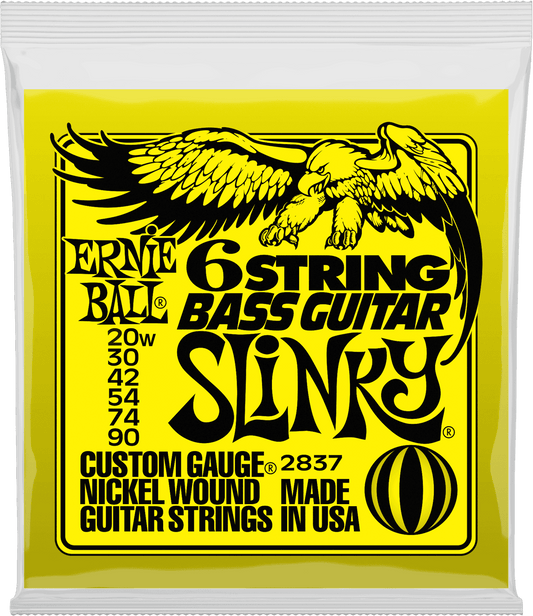 Jeu de Cordes Basse 6 Cordes – Slinky 20-30-42-54-74-90 ERNIE BALL 2837