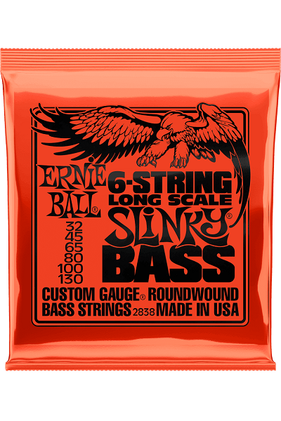 Jeu de Cordes Basse Slinky Long Scale 6 Cordes 32-45-65-80-100-130 ERNIE BALL 2838
