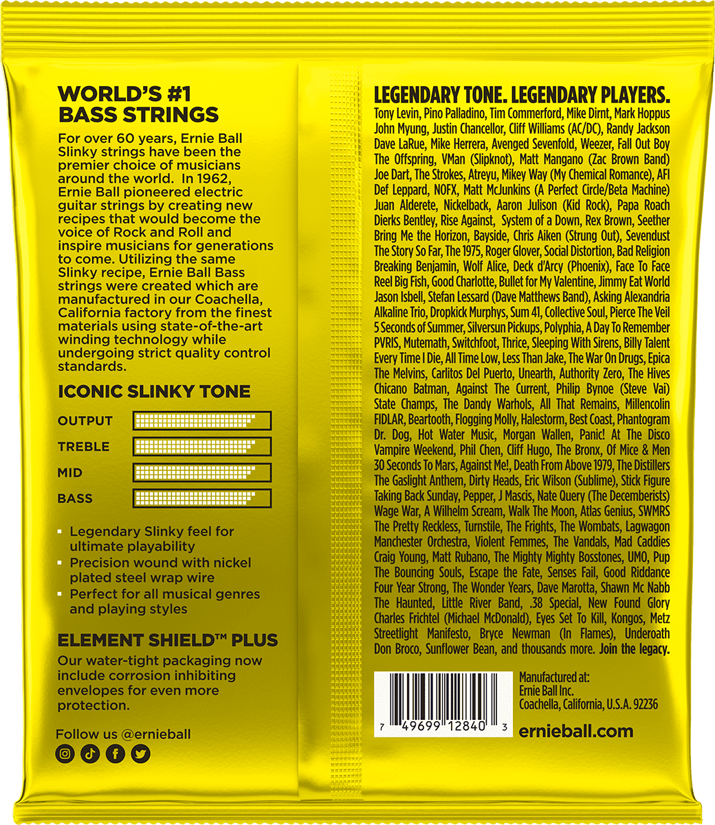 Jeu de Cordes Basse – Ernie Ball Beefy Slinky 65-80-100-130 2840