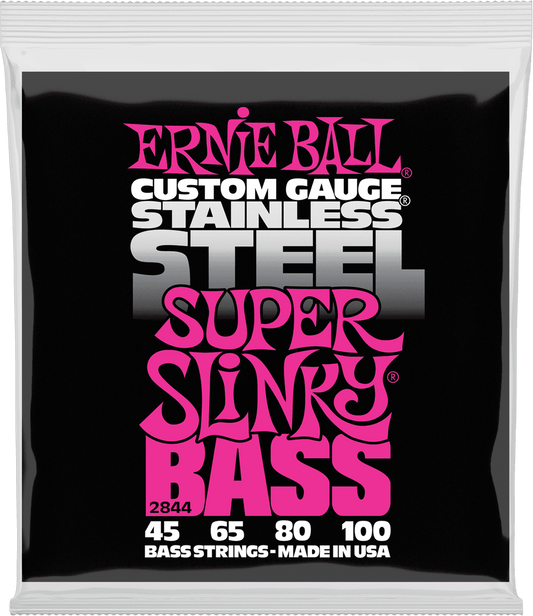 Jeu de Cordes Basse Stainless Steel – Super Slinky 45-65-80-100 ERNIE BALL 2844