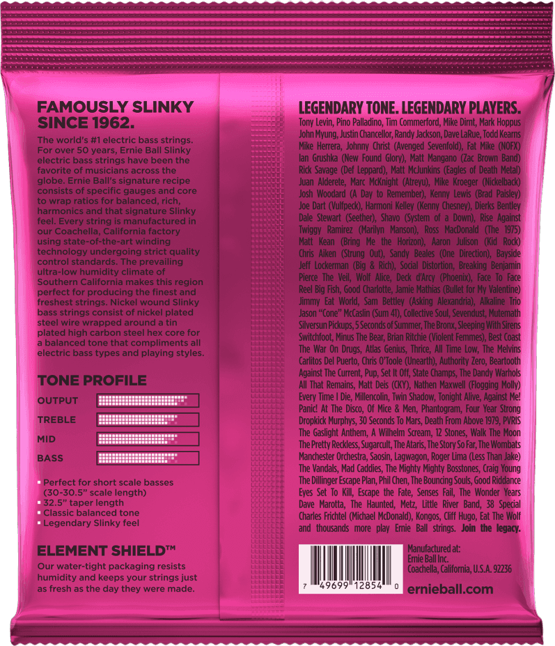 Jeu de Cordes Basse Short Scale – Ernie Ball Super Slinky 40-60-80-100 2854