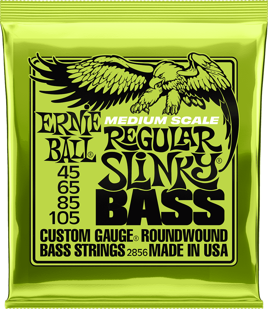 Jeu de Cordes Basse – Ernie Ball Regular Slinky Medium Scale 45-65-85-105 2856
