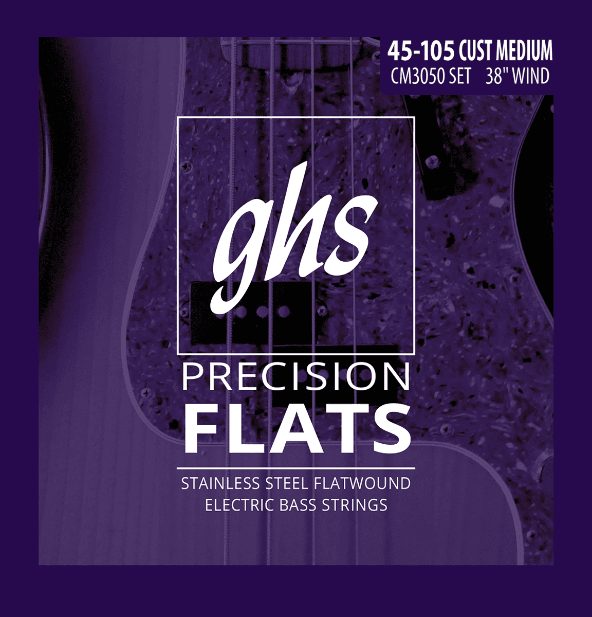 Jeu de cordes basse électrique GHS 3050CM Precision Flats Custom Medium 45-105