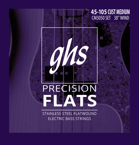 Jeu de cordes basse électrique GHS 3050CM Precision Flats Custom Medium 45-105