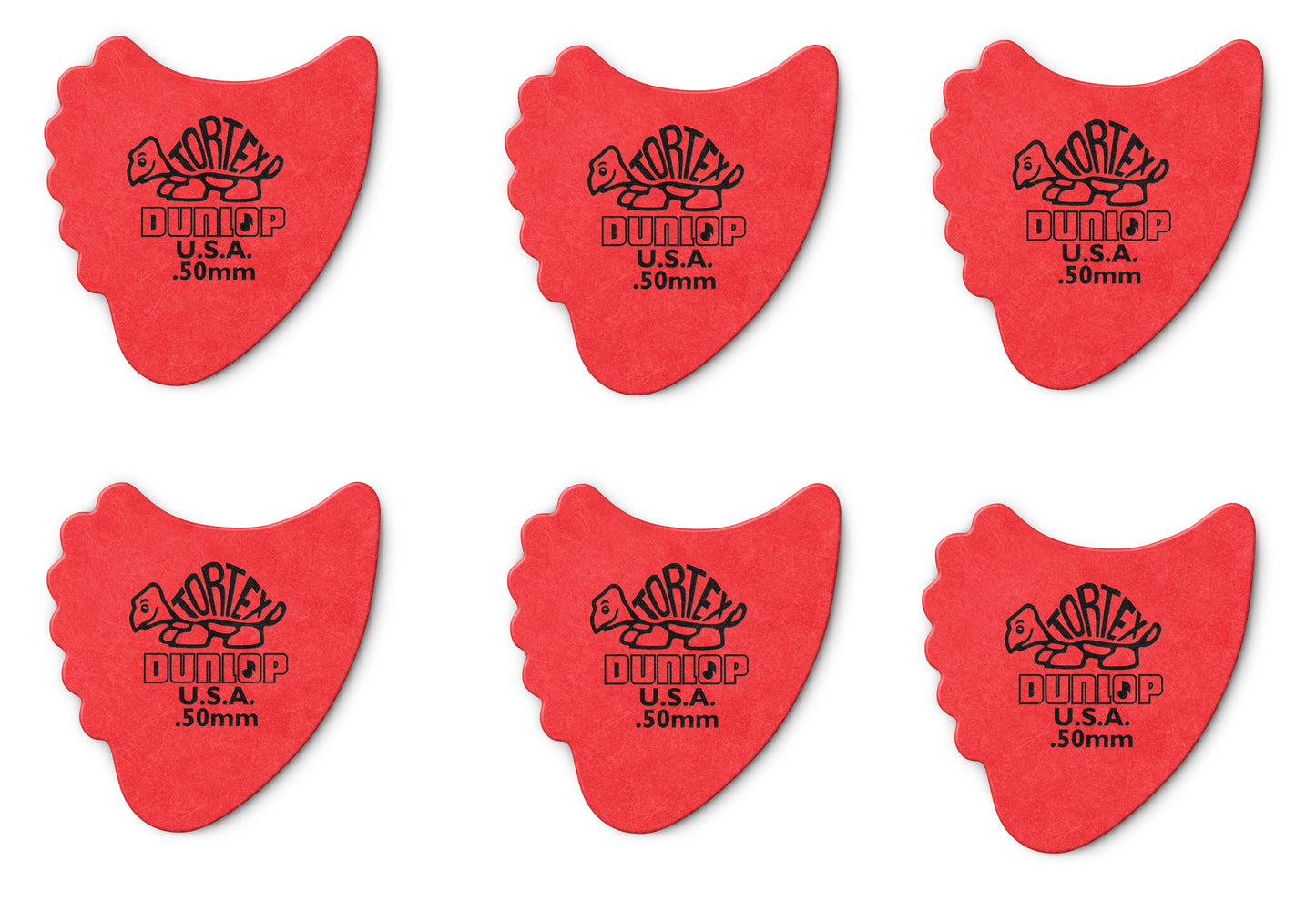 Lot de 6 Médiators Dunlop Tortex Fin 0.50 mm 414R50