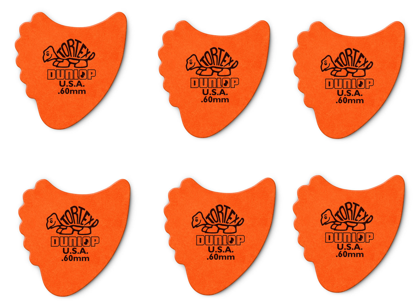 Lot de 6 médiators Dunlop Tortex Fin 0.60 mm 414R60