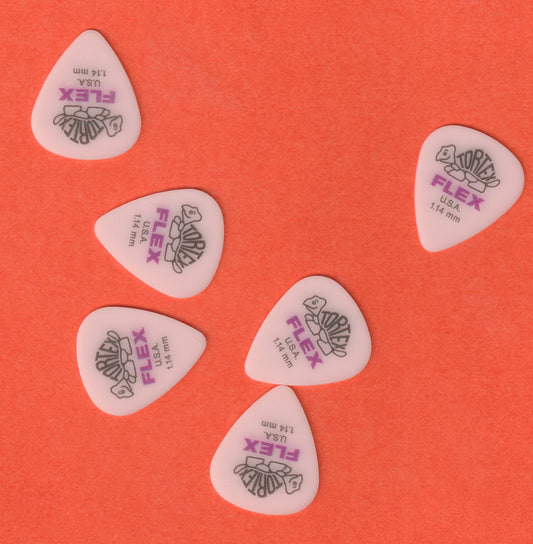 Lot de 6 médiators Dunlop Tortex Flex Standard – 1,14 mm