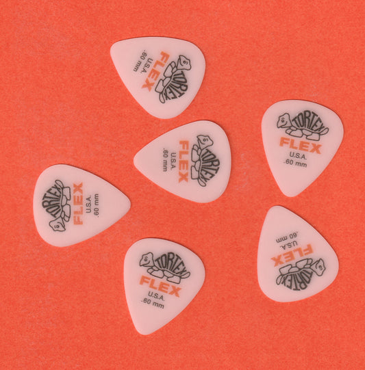 Lot de 6 médiators Dunlop Tortex Flex Standard - 428R60 – 0,60 mm