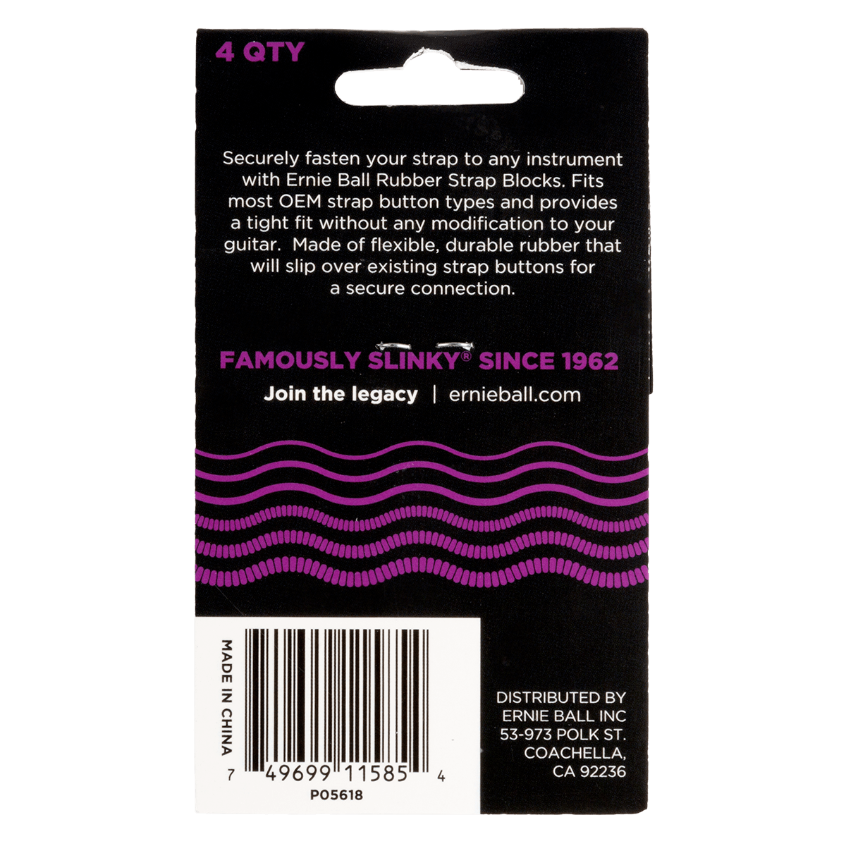 Strap Blocks Violet – Pack de 4 ERNIE BALL 5618