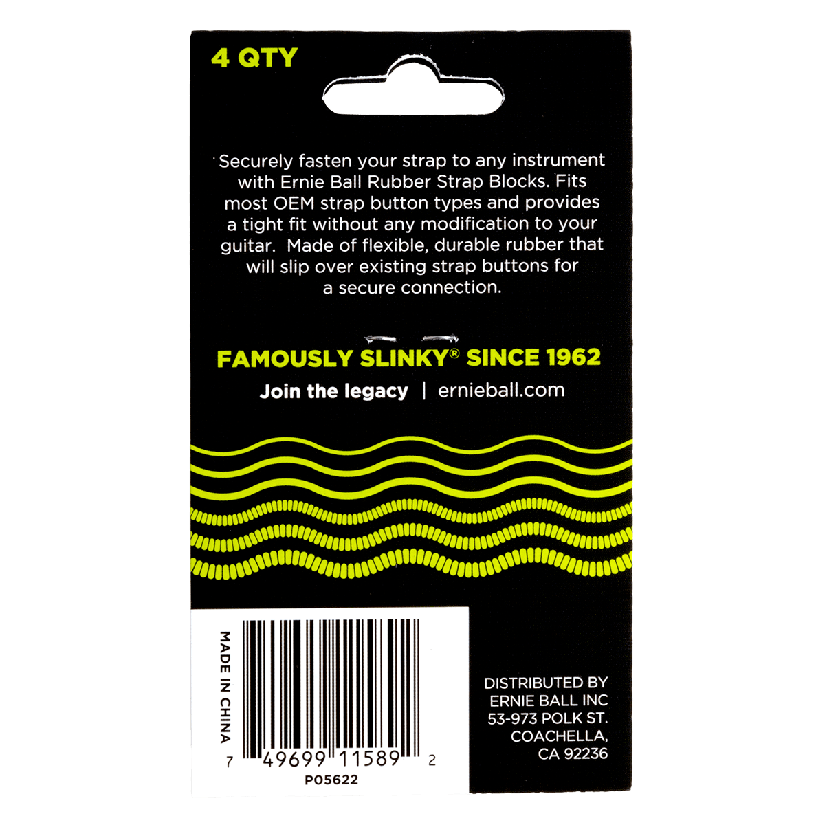 Strap Blocks verts – Pack de 4 ERNIE BALL 5622
