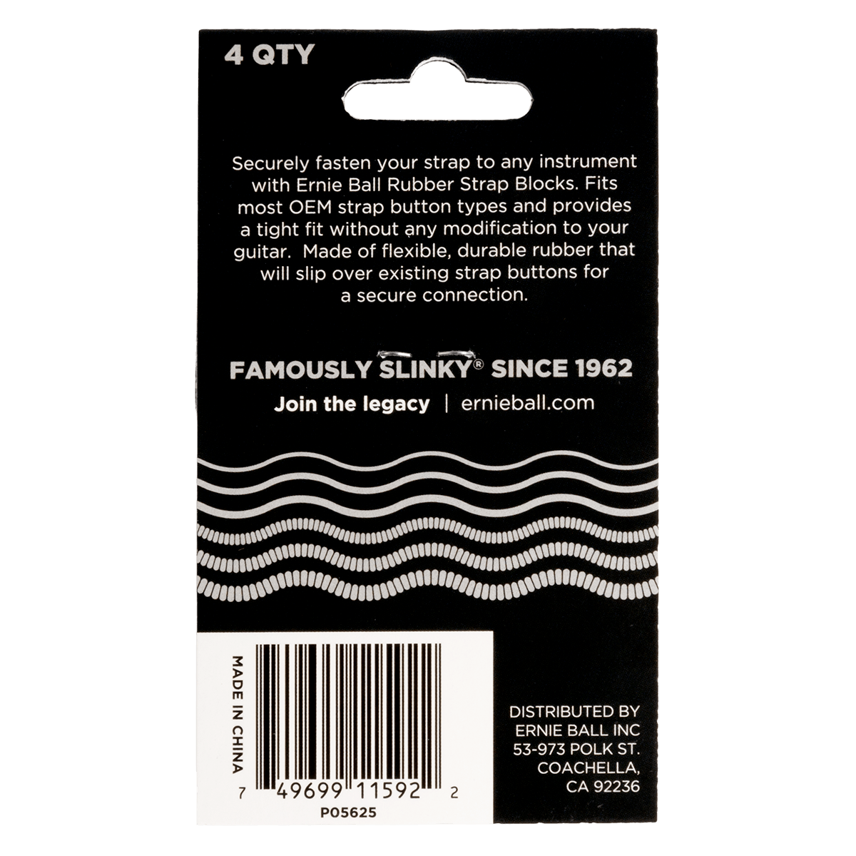 Strap Blocks gris – Pack de 4 ERNIE BALL 5625