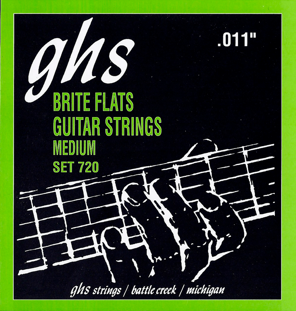 Jeu de cordes guitare électrique GHS 720 Brite Flats – Filets plats Medium 11-50