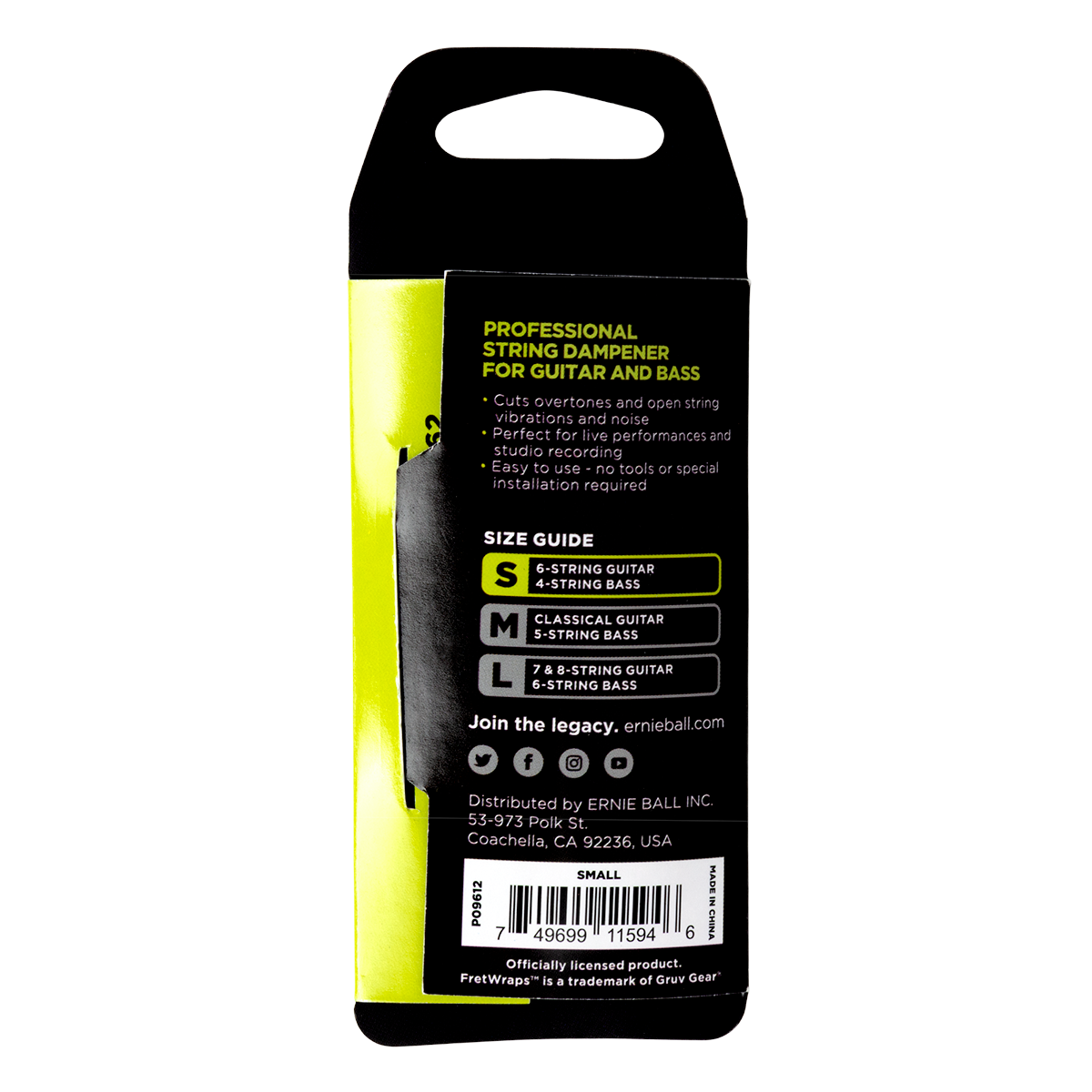 FretWraps Taille S ERNIE BALL 9612
