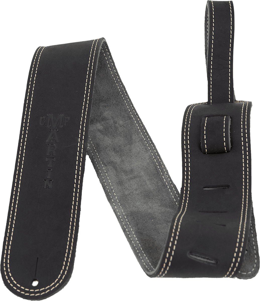 Courroie guitare cuir noir doublée suède MARTIN A0013