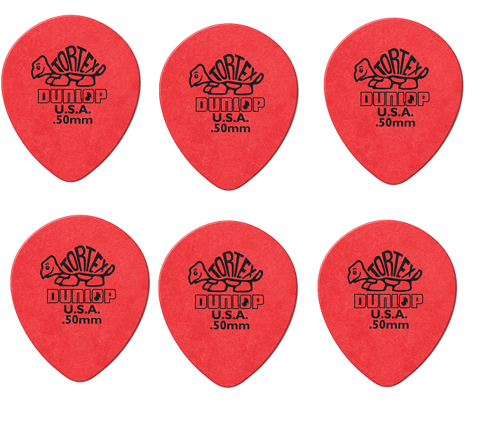 Lot de 6 médiators Dunlop Tortex Teardrop 0.5 mm 413R50