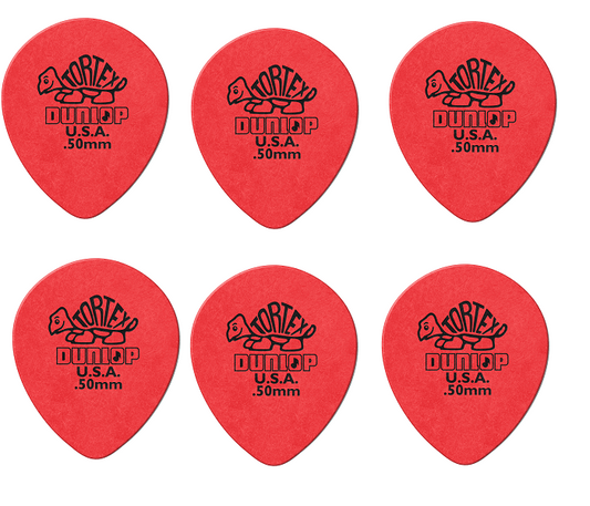 Lot de 6 médiators Dunlop Tortex Teardrop 0.5 mm 413R50