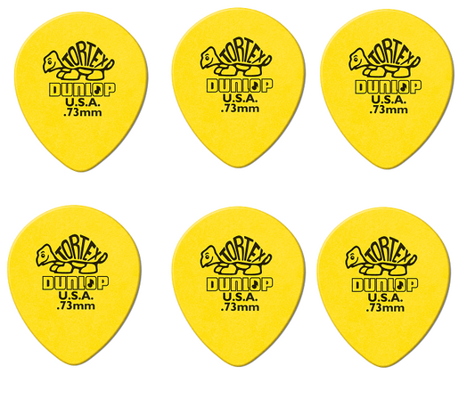 Lot de 6 médiators Dunlop Tortex Teardrop 0.73mm 413R73