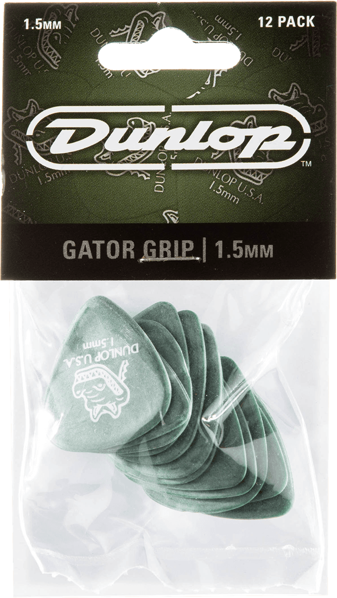Player’s Pack – Lot de 12 médiators Dunlop Gator Grip 1.50mm 417P150