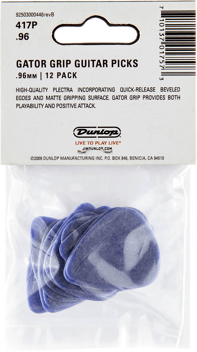 Player’s Pack de 12 médiators Dunlop Gator Grip 0.96mm 417P096