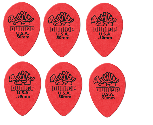 Lot de 6 médiators Dunlop Tortex Small Teardrop 0.50 mm 432R50