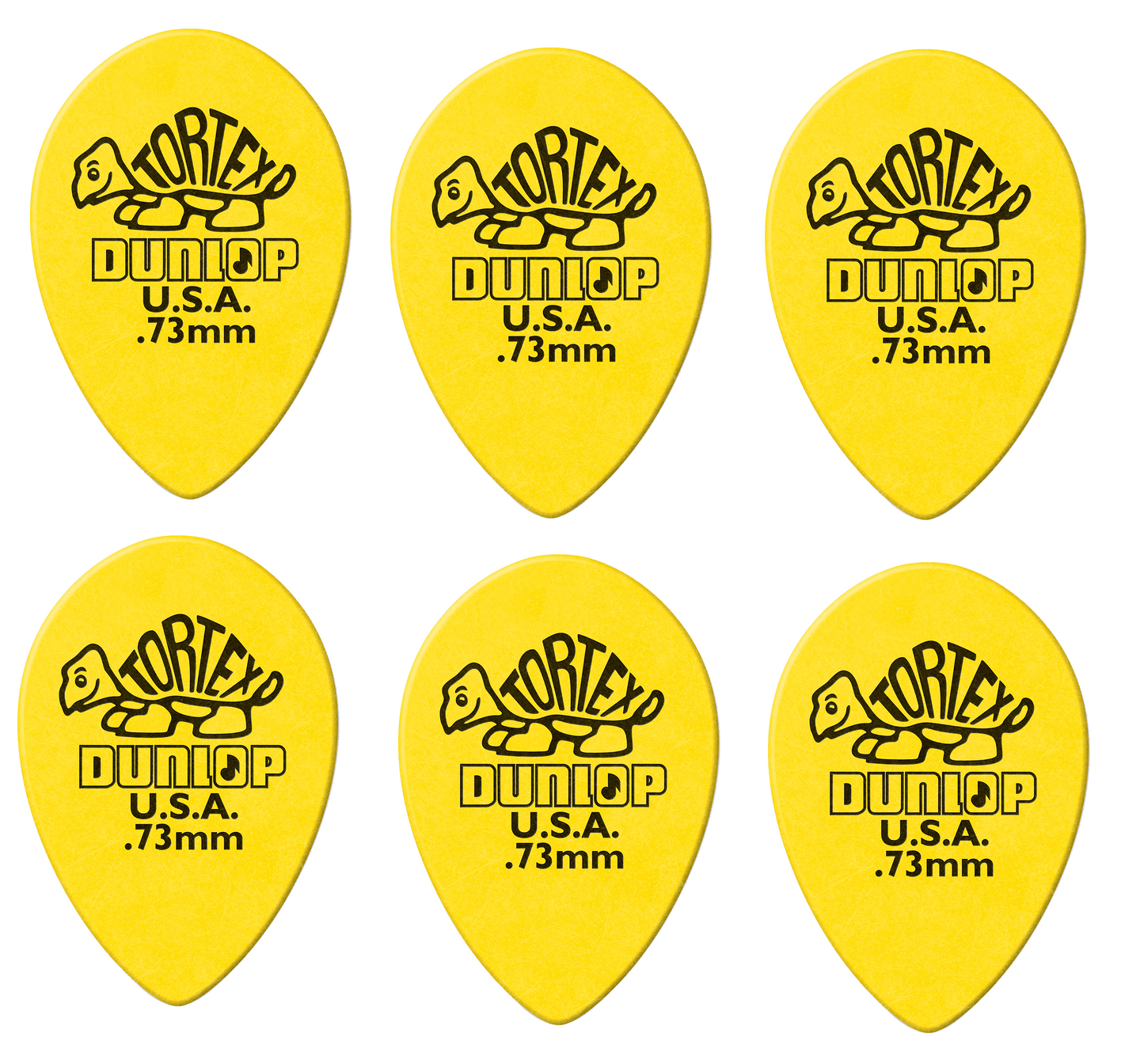 Lot de 6 médiators Dunlop Tortex Small Teardrop 0.73 mm 432R73