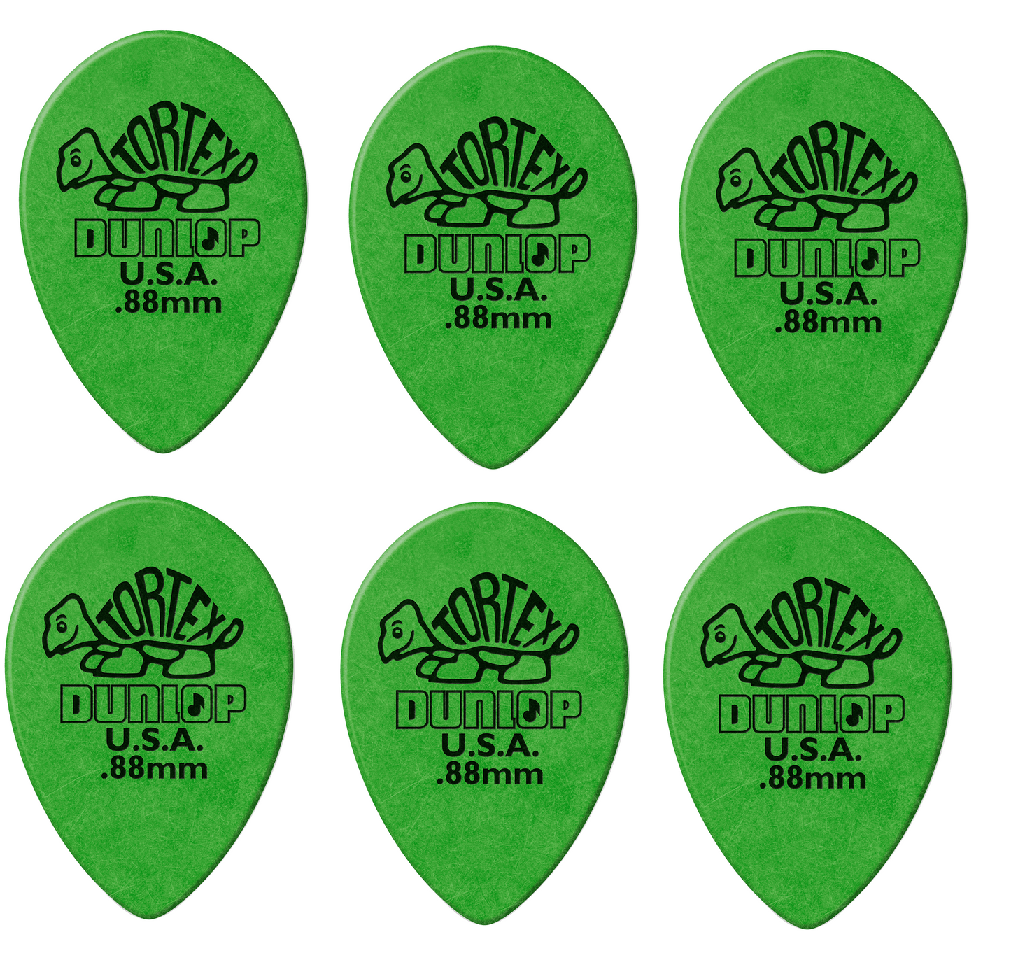 Lot de 6 Médiators Dunlop Tortex Small Teardrop 0.88mm 432R88