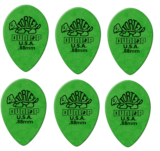 Lot de 6 Médiators Dunlop Tortex Small Teardrop 0.88mm 432R88