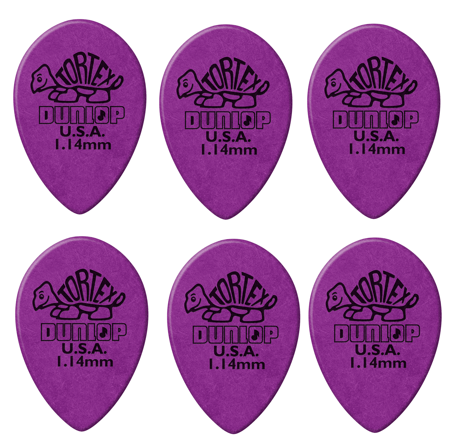 Lot de 6 médiators Dunlop Tortex Small Teardrop 1.14 mm 432R114