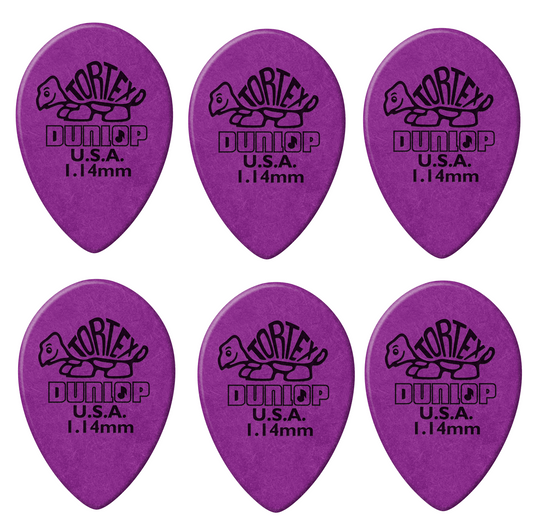 Lot de 6 médiators Dunlop Tortex Small Teardrop 1.14 mm 432R114