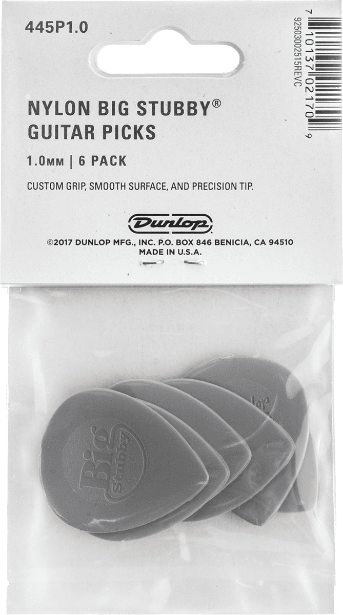 Dunlop Player’s Pack 445P1.0 – 6 médiators Nylon Big Stubby 1,0 mm