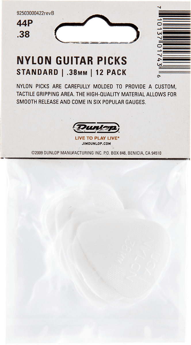 Player’s Pack 12 médiators Dunlop Nylon Standard 0.38mm 44P38