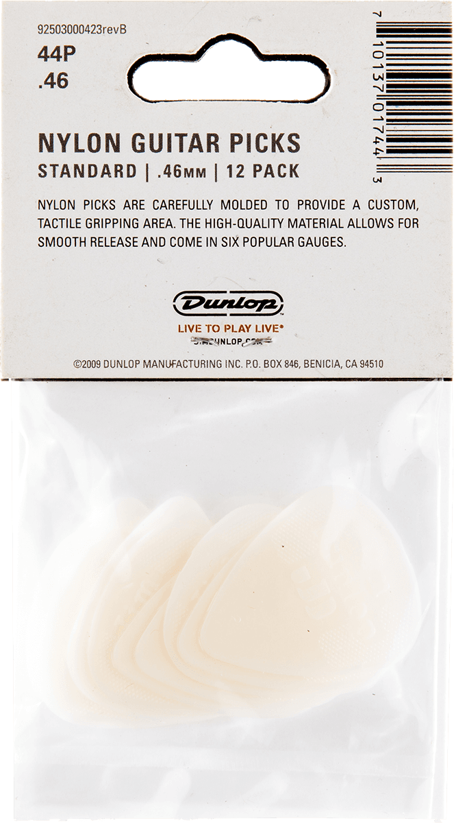 Player’s Pack de 12 médiators Dunlop Nylon Standard 0.46mm 44P46