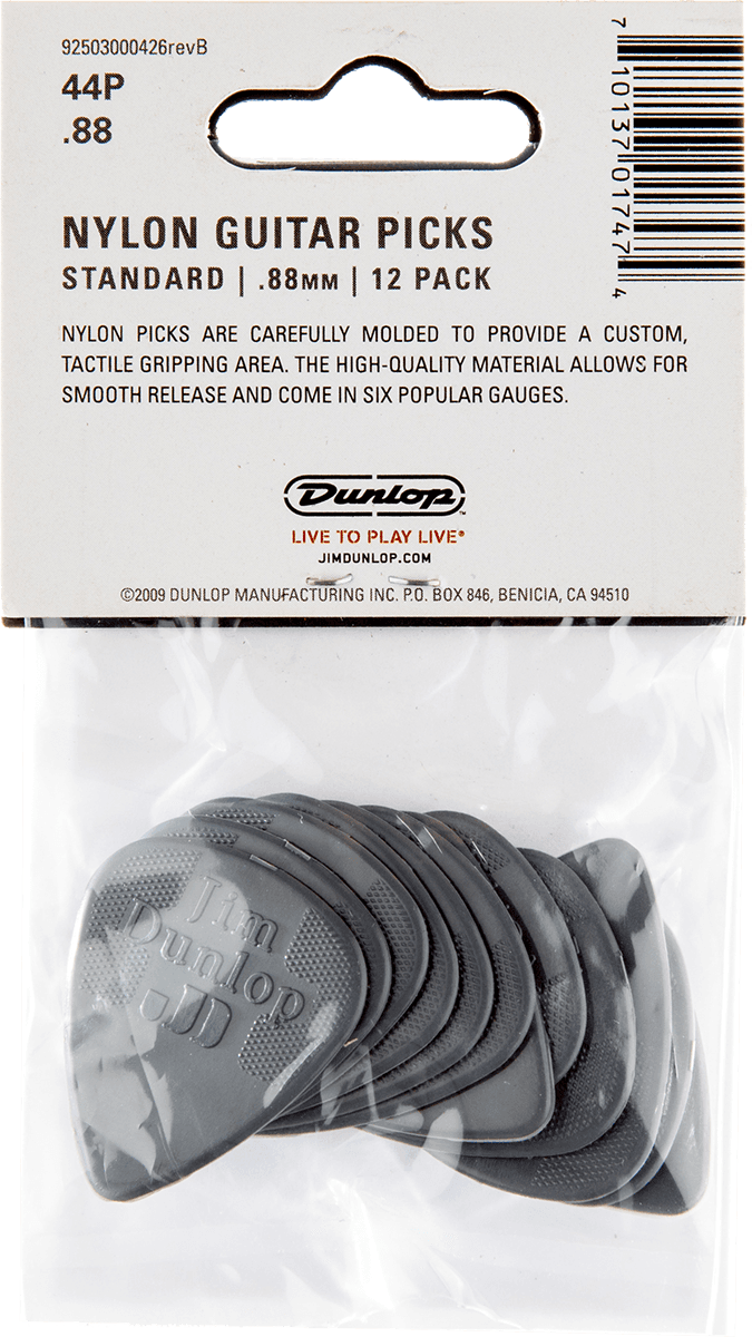 Player’s Pack de 12 médiators Dunlop Nylon Standard 0.88mm 44P88