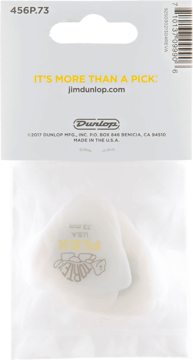 Player’s Pack de 6 médiators Dunlop Tortex Flex Triangle 0.73mm 456P73