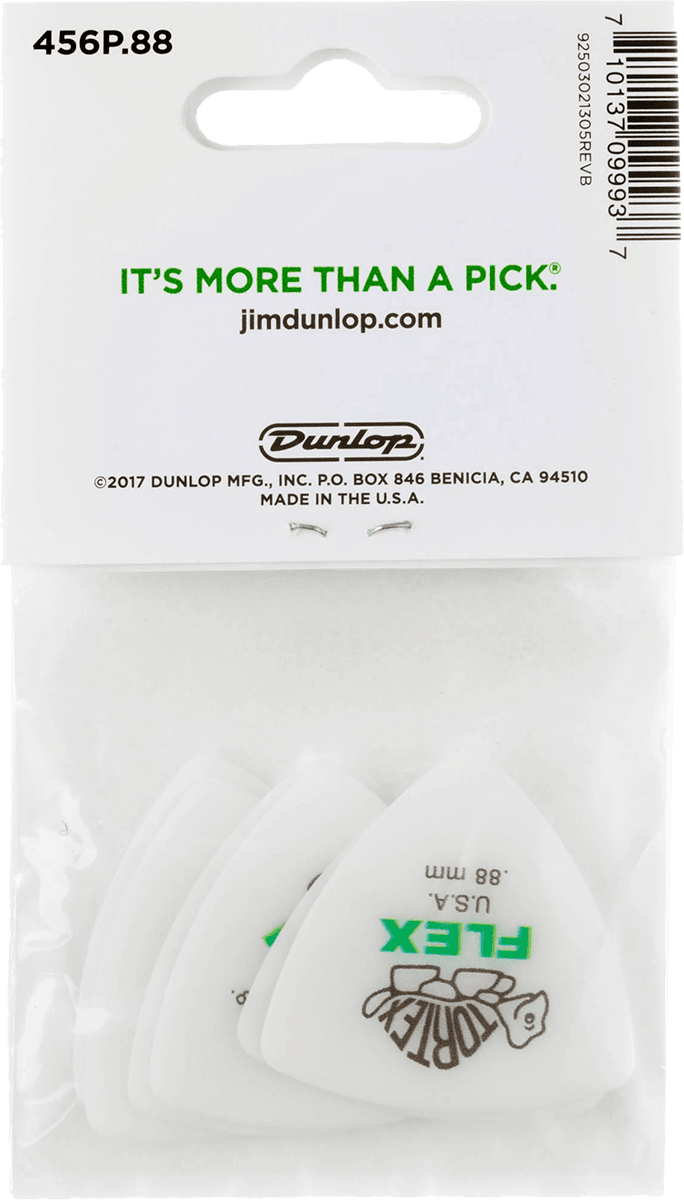 Player’s Pack de 6 médiators Dunlop Tortex Flex Triangle 0.88mm 456P88