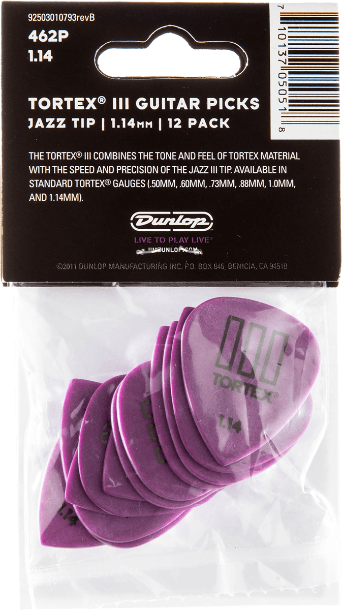 Player’s Pack de 12 médiators Dunlop Tortex T3 1.14mm 462P114