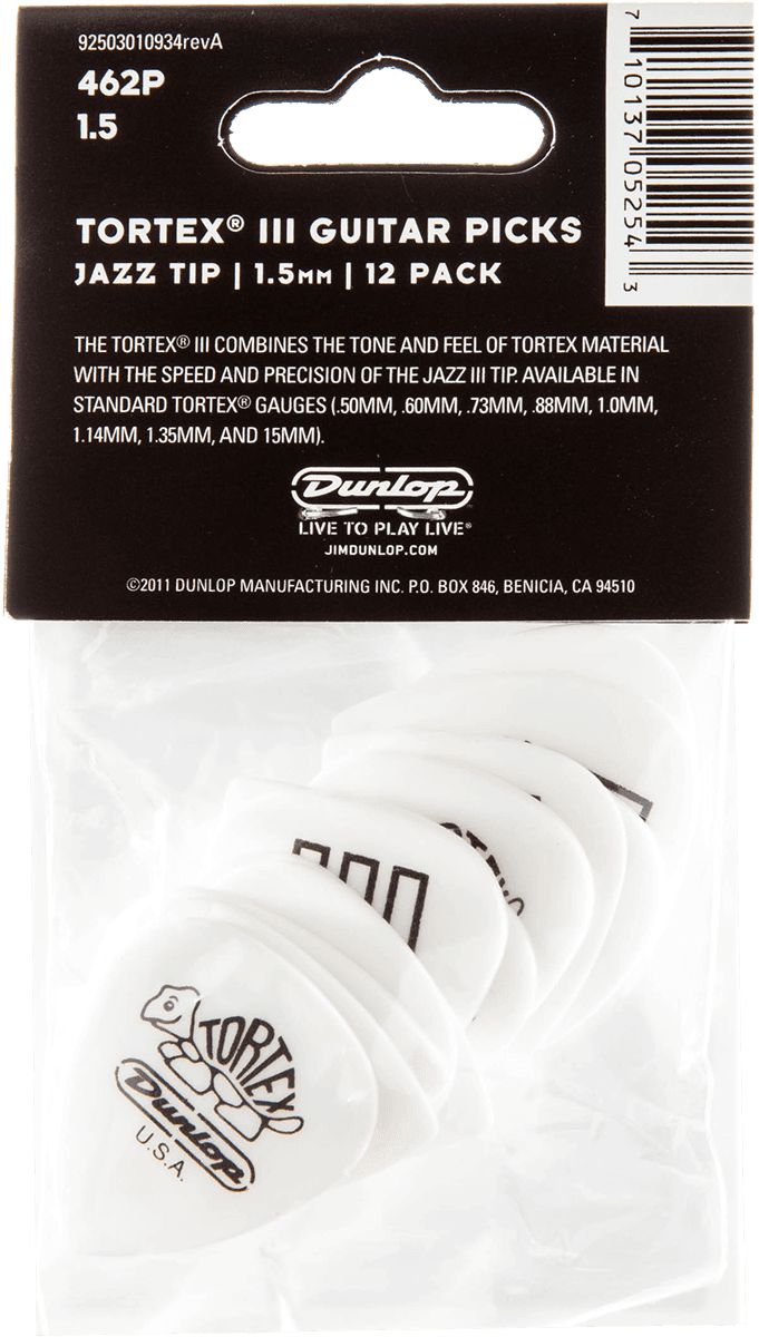 Players Pack de 12 médiators Dunlop Tortex T3 1.50 mm 462P150