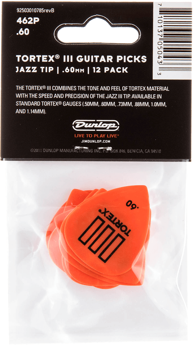 Players Pack 12 médiators Dunlop Tortex TIII 0.60mm 462P60