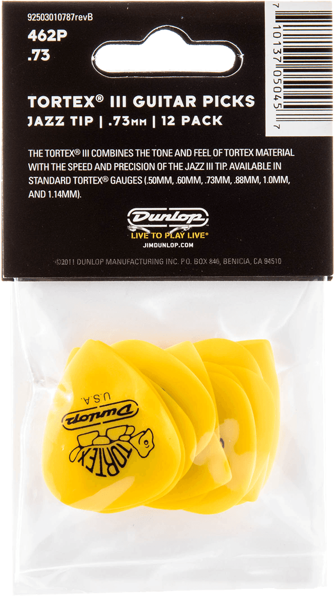 Players Pack de 12 Médiators Dunlop Tortex T3 0.73mm 462P73