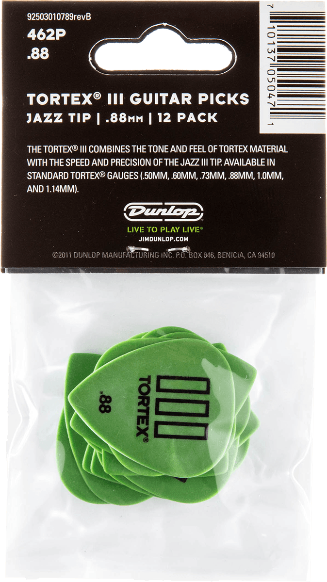 Players Pack de 12 médiators Dunlop Tortex T3 0.88mm 462P88