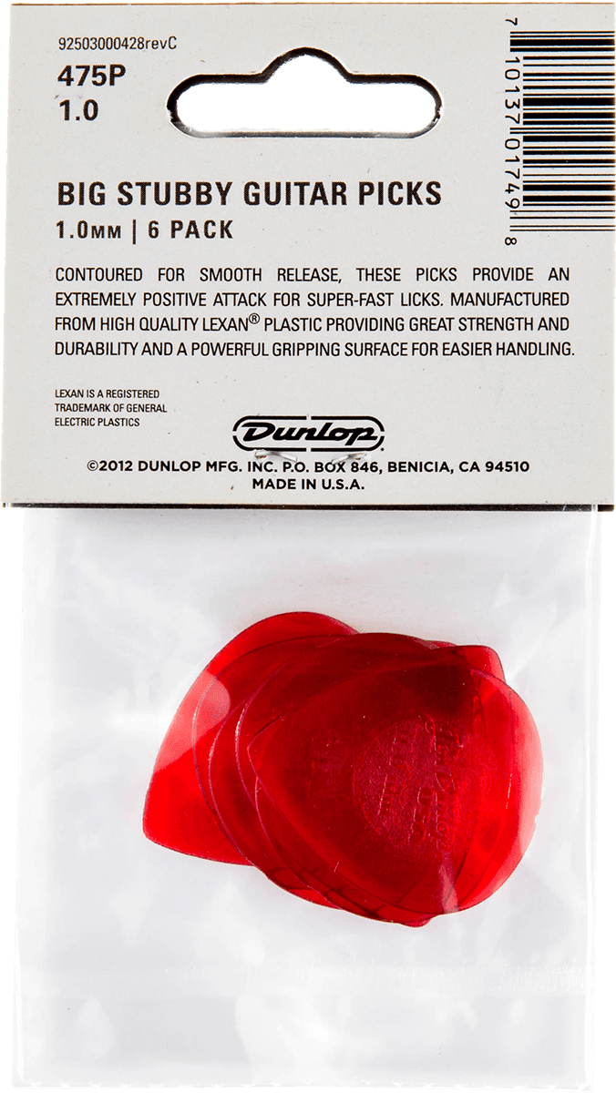 Player’s Pack – 6 médiators Dunlop Big Stubby 1,0 mm - 475P1