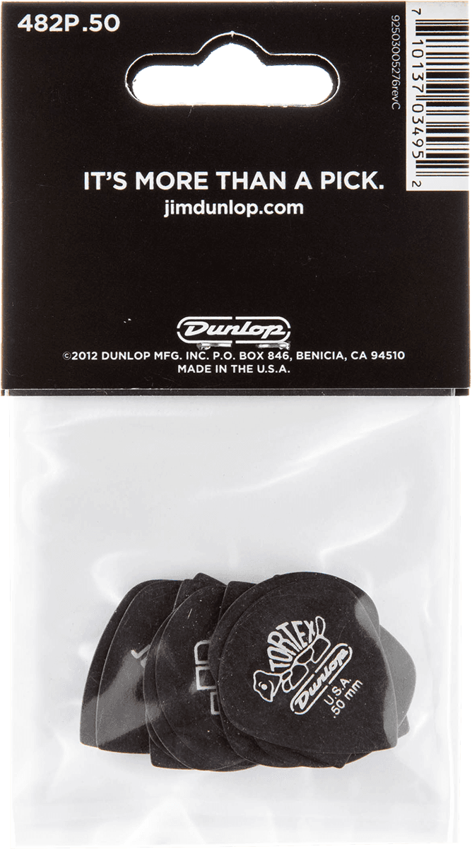 Player’s Pack de 12 médiators Dunlop Tortex Pitch Black Jazz III 0.50 mm 482P50