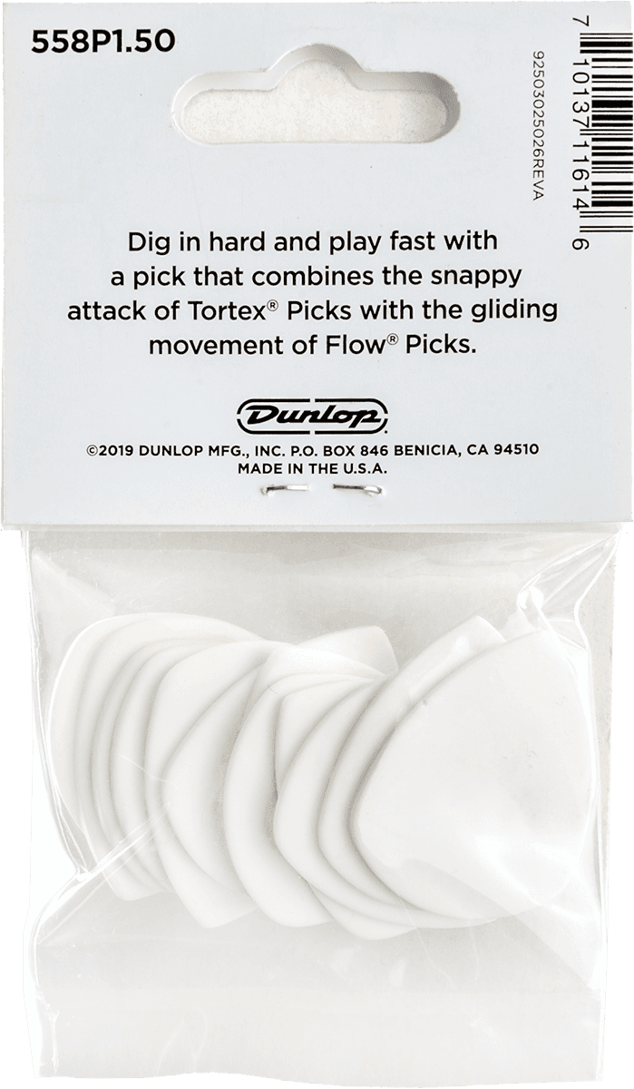 Players Pack de 12 médiators Dunlop Tortex Flow 1.50mm 558P150