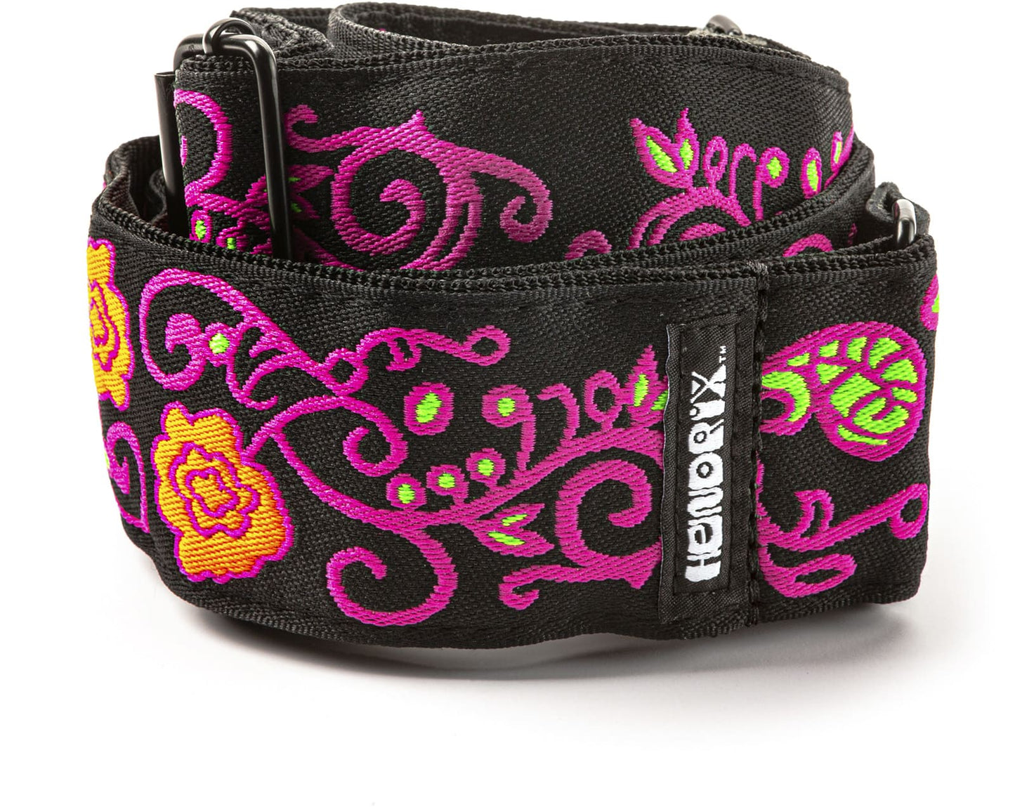 Dunlop JH22 Sangle Jimi Hendrix Blacklight Monterey Pink – Courroie guitare Jimi Hendrix Blacklight Monterey Pink