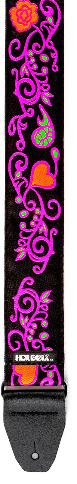 Dunlop JH22 Sangle Jimi Hendrix Blacklight Monterey Pink – Courroie guitare Jimi Hendrix Blacklight Monterey Pink
