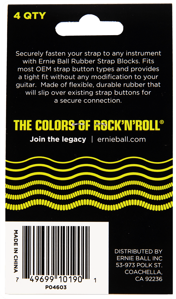 Pack de 4 Strap Blocks Ernie Ball 4603 – Noir & Rouge