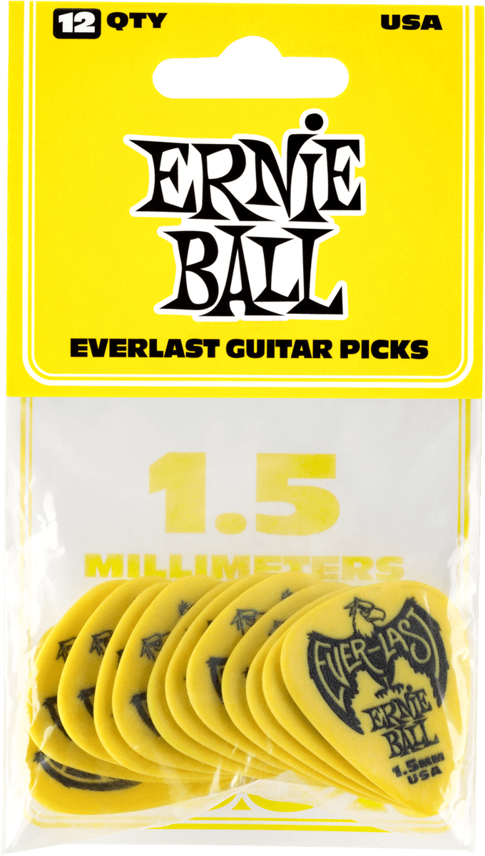Pack de 12 médiators Ernie Ball Everlast 1.5 mm – Réf. 9195