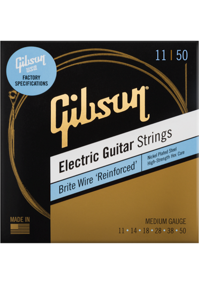 GIBSON Brite Wire 'Reinforced' Electric Medium 11-14-18-28-38-50 – Jeu de cordes guitare électrique