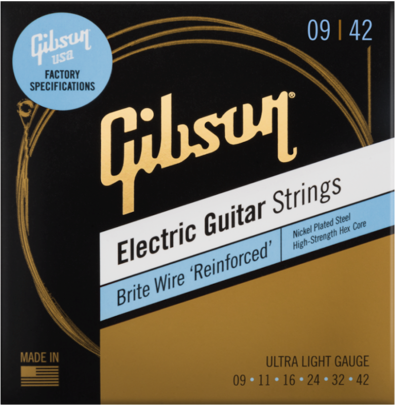 GIBSON Brite Wire 'Reinforced' Ultra-Light 09-11-16-24-32-42 – Jeu de cordes guitare électrique