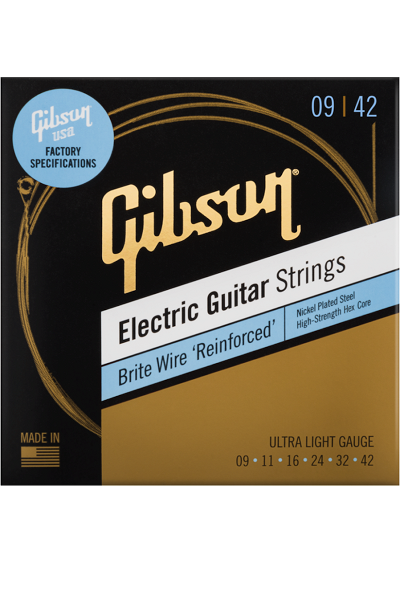 GIBSON Brite Wire 'Reinforced' Ultra-Light 09-11-16-24-32-42 – Jeu de cordes guitare électrique